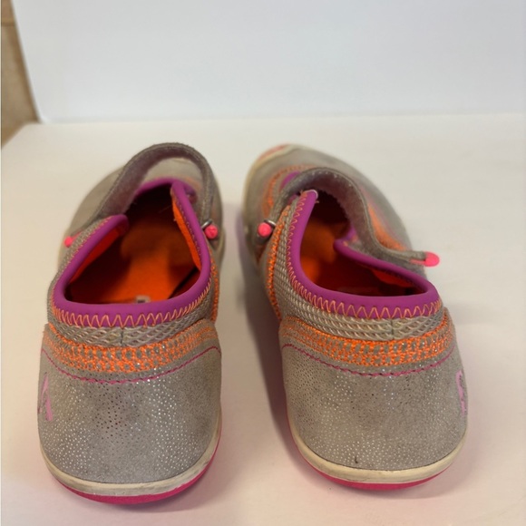 Plae Emme Kids Shoes with Glittery Gray with pink and Orange Accents - Picture 4 of 7